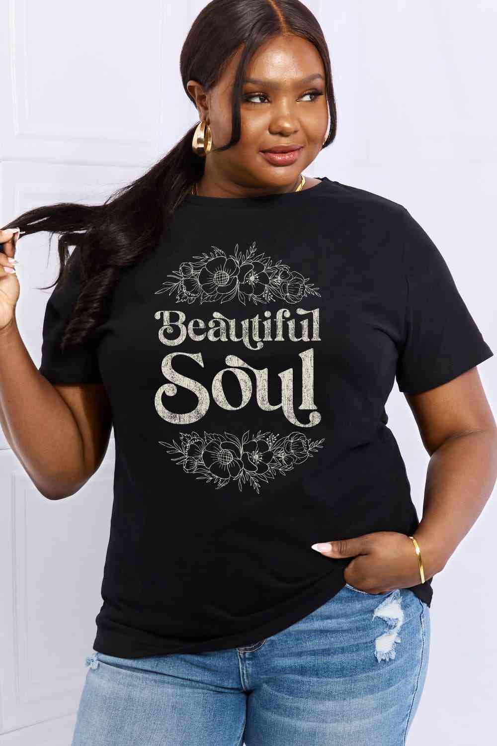 swvws Simply Love Full Size BEAUTIFUL SOUL Graphic Cotton Tee