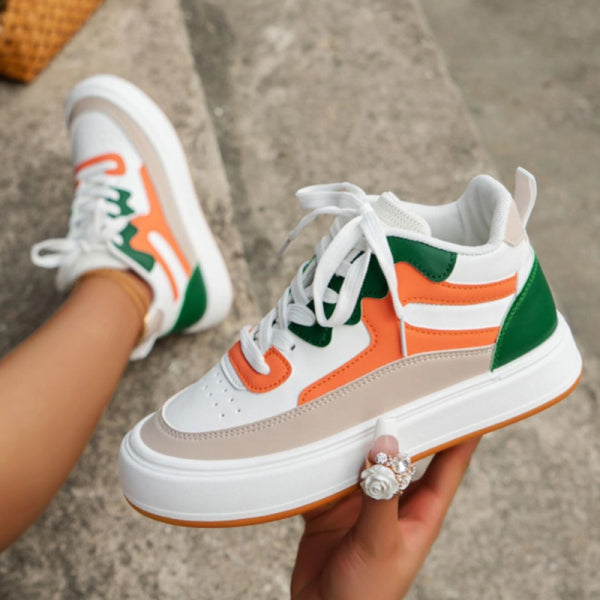 swvws - White Green Casual Patchwork Frenulum Round Comfortable Out Door Shoes