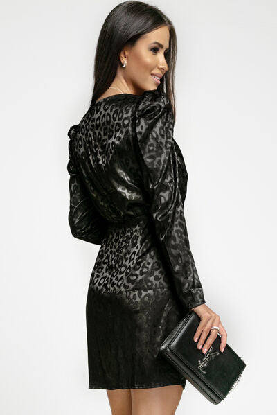 swvws Leopard Long Sleeve Mini Dress