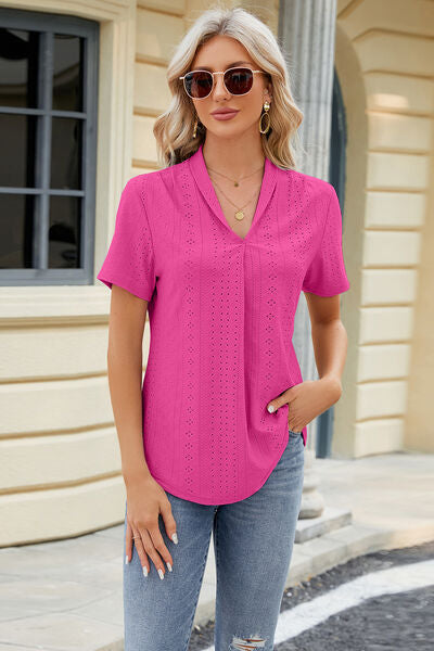 swvws Eyelet Short Sleeve Blouse