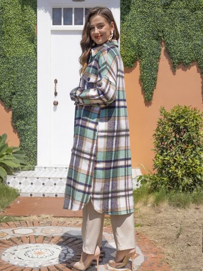 swvws Plaid Button Up Dropped Shoulder Coat