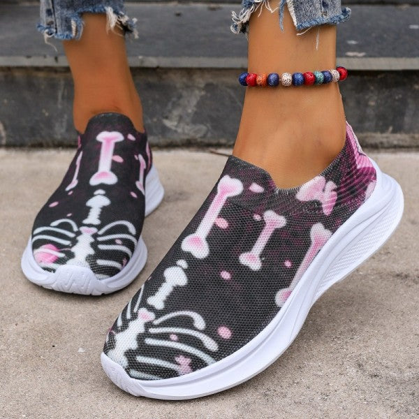 swvws - Purple Casual Patchwork Printing Round Comfortable Out Door Shoes