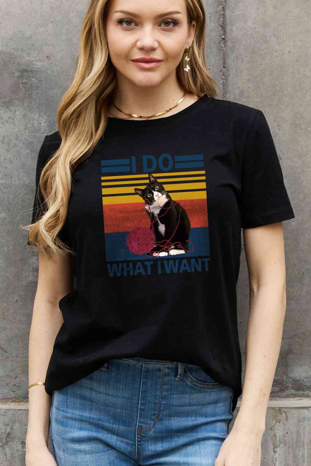 swvws Simply Love Full Size I DO WHAT I WANT Graphic Cotton Tee