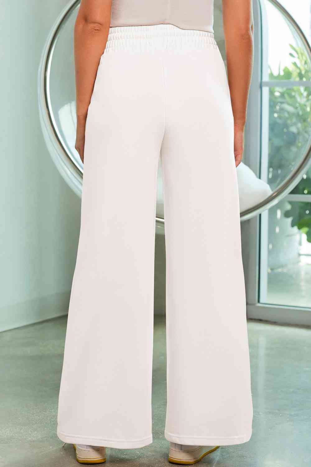 swvws Drawstring Wide Leg Pants with Pockets