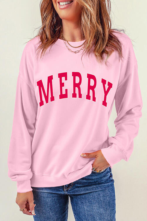 swvws MERRY Graphic Dropped Shoulder Sweatshirt