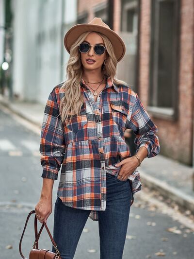 swvws Plaid Button Up Dropped Shoulder Shirt