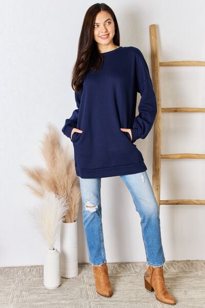 swvws Zenana Oversized Round Neck Long Sleeve Sweatshirt