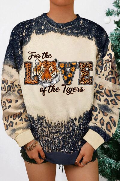 swvws FOR THE LOVE OF THE TIGERS Leopard Round Neck Sweatshirt