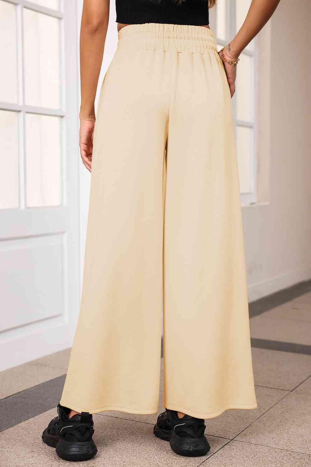 swvws Drawstring Wide Leg Pants with Pockets