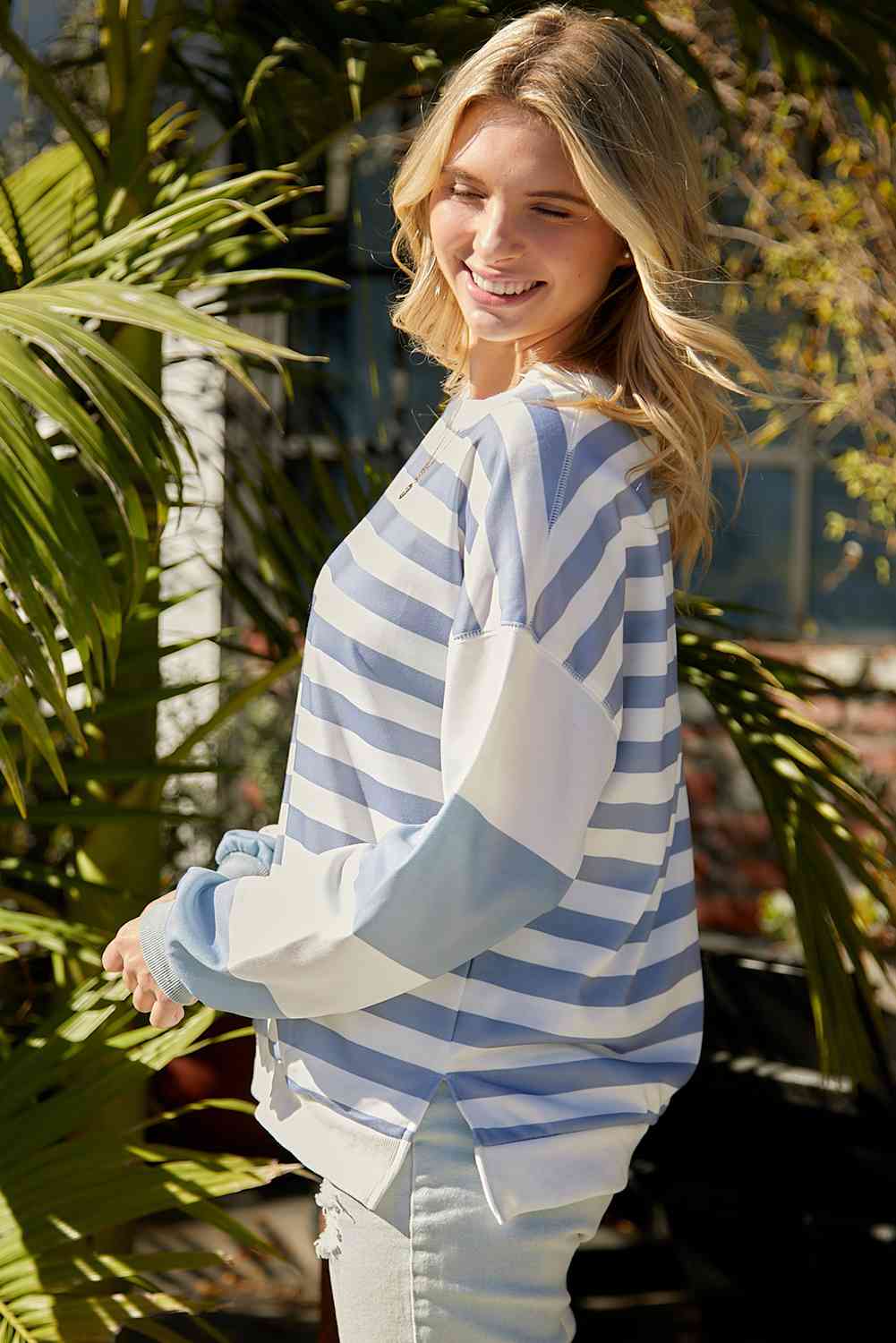 swvws Striped Dropped Shoulder Sweatshirt