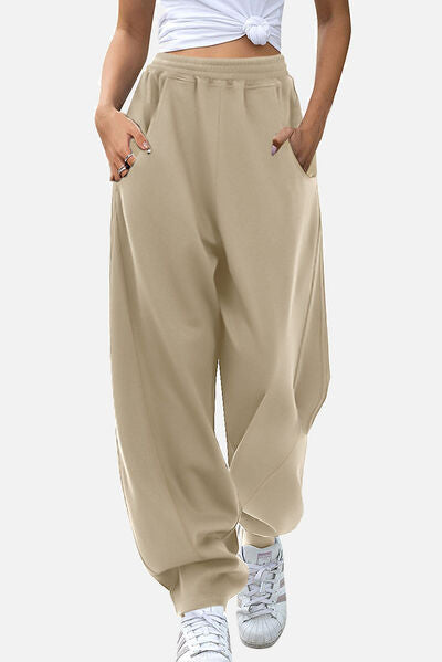 swvws Elastic Waist Sweatpants with Pockets