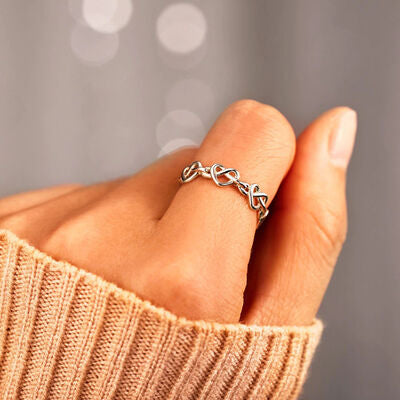 swvws Knotted Hearts 925 Sterling Silver Open Ring