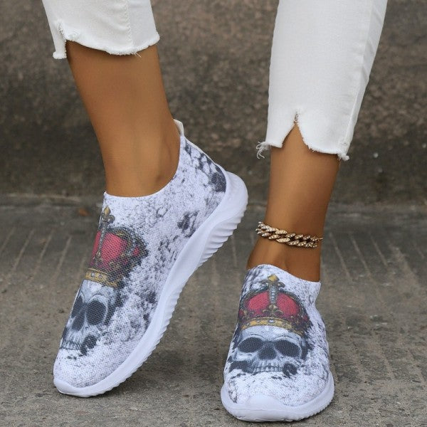 swvws - Halloween White Casual Patchwork Printing Round Comfortable Shoes