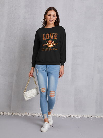 swvws LOVE IS ALL YOU NEED Round Neck Sweatshirt