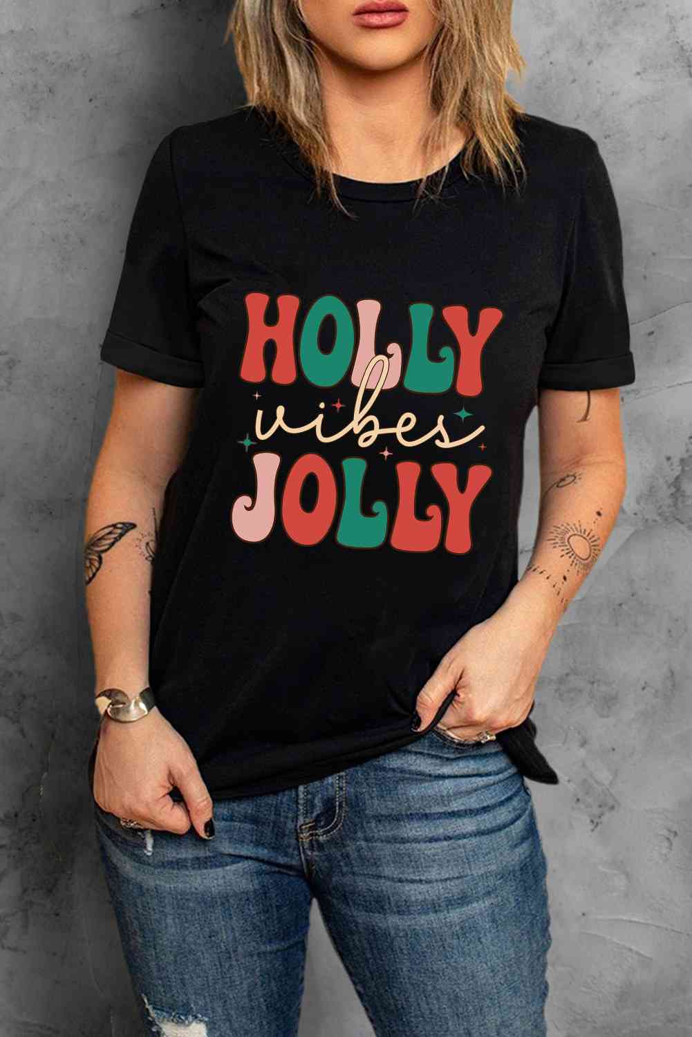 swvws HOLLY JOLLY Graphic Short Sleeve T-Shirt