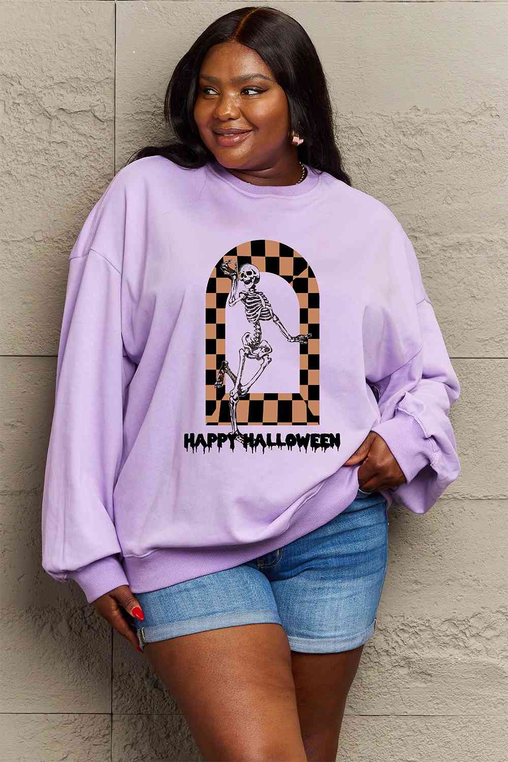 swvws Simply Love Full Size HAPPY HALLOWEEN Graphic Sweatshirt