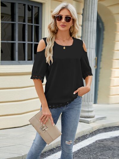 swvws Cold Shoulder Half Sleeve Blouse