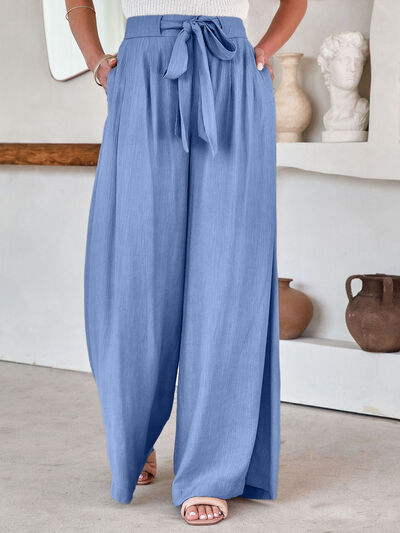 swvws Drawstring Pocketed Wide Leg Pants