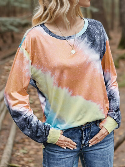 swvws Printed Round Neck Long Sleeve T-Shirt