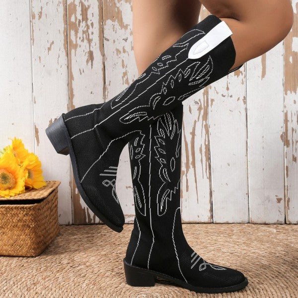 swvws - Black Casual Embroidered Patchwork Pointed Comfortable Out Door Shoes