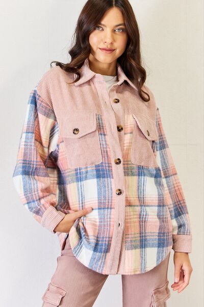 swvws J.NNA Plaid Colorblock Button Down Jacket