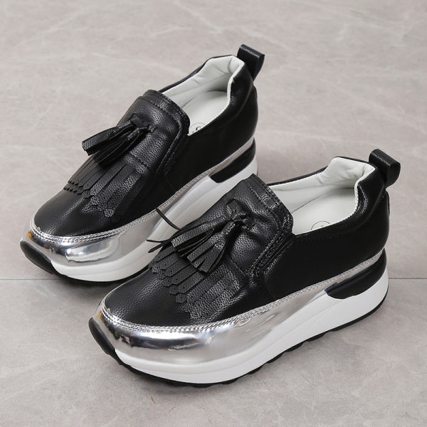 swvws - Black Casual Sportswear Patchwork Contrast Round Comfortable Out Door Shoes