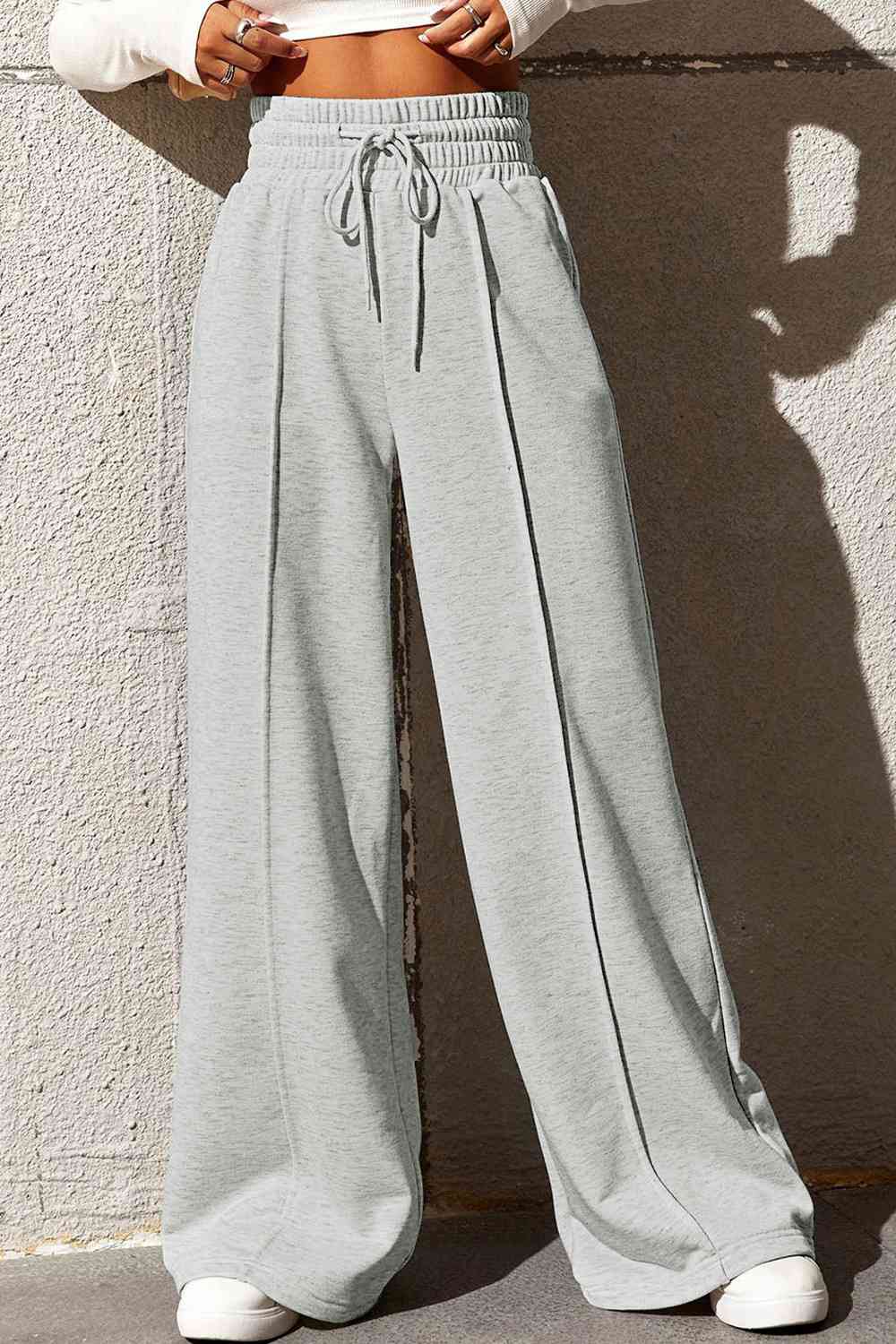 swvws Drawstring Wide Leg Pants with Pockets