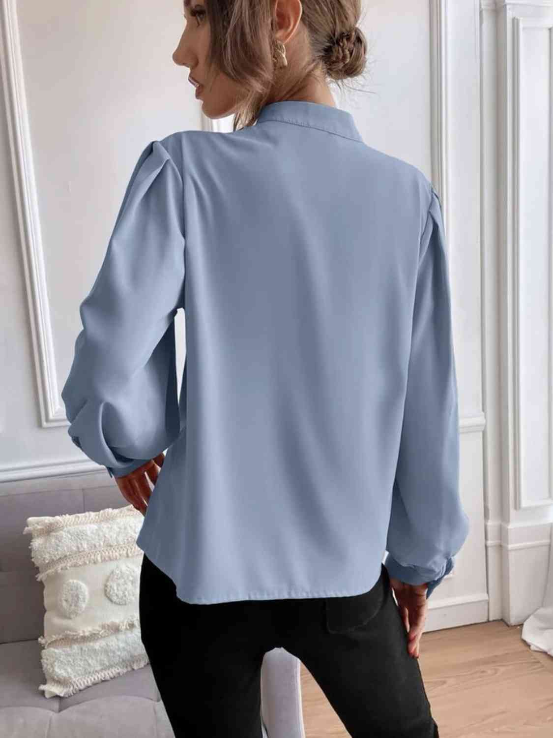 swvws Mock Neck Button Front Shirt