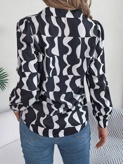 swvws Printed Button Up Long Sleeve Shirt