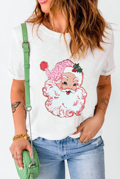 swvws Santa Round Neck Short Sleeve T-Shirt