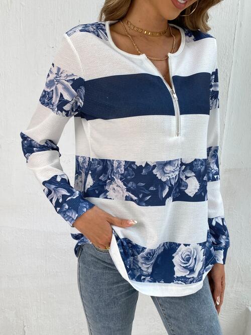 swvws Printed Half Zip Long Sleeve T-Shirt