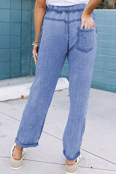 swvws Textured Drawstring Pants with Pockets