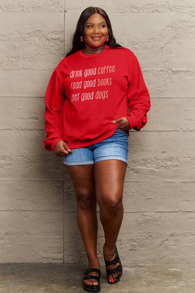 swvws Simply Love Full Size Letter Graphic Round Neck Sweatshirt