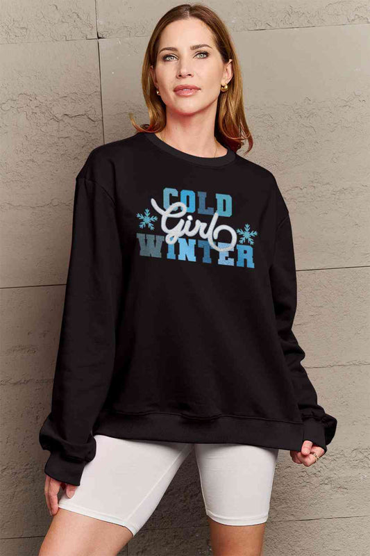 swvws Simply Love Full Size COLD WINTER Graphic Long Sleeve Sweatshirt