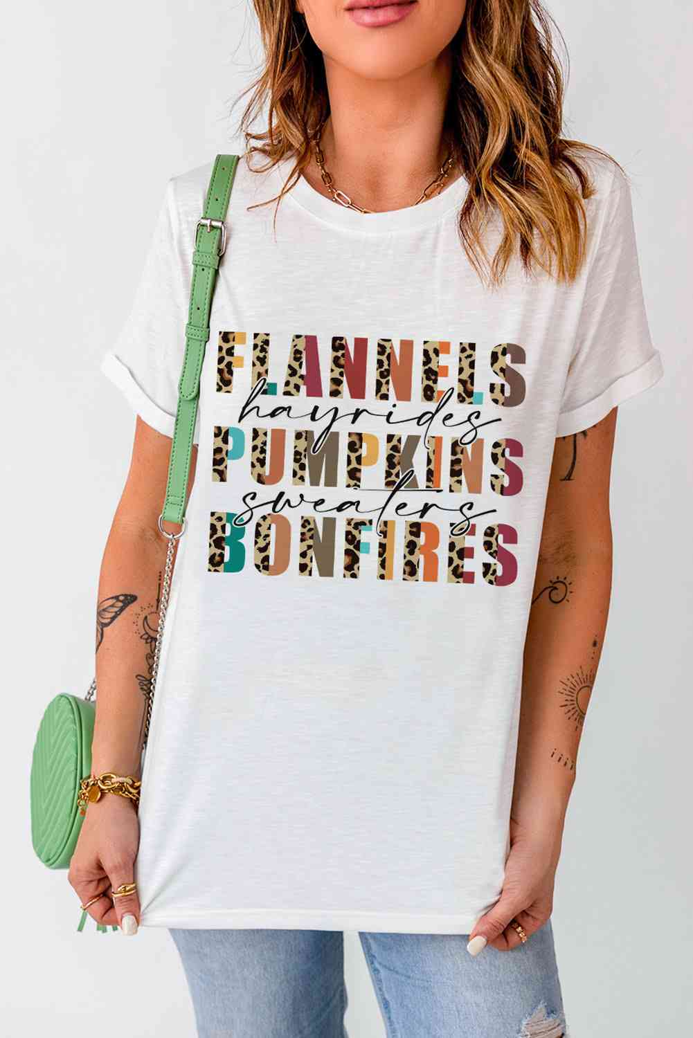 swvws Letter Graphic Round Neck T-Shirt