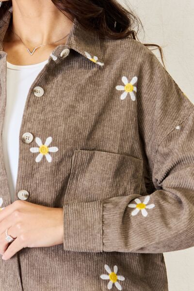 swvws J.NNA Flower Pattern Corduroy Button Down Shirt