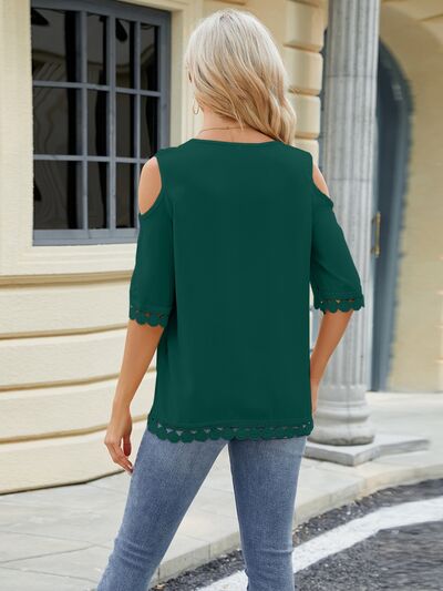 swvws Cold Shoulder Half Sleeve Blouse