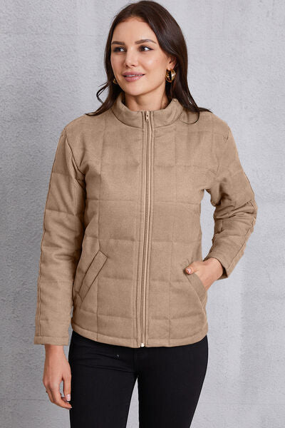 swvws Zip Up Mock Neck Pocketed Jacket