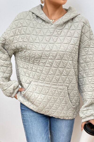 swvws Quilted Long Sleeve Hoodie with Pocket