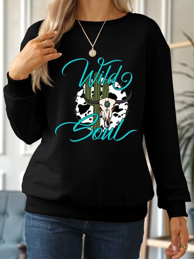 swvws WILD SOUL Round Neck Dropped Shoulder Sweatshirt