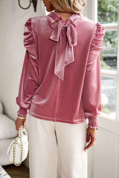 swvws Mock Neck Puff Sleeve Blouse