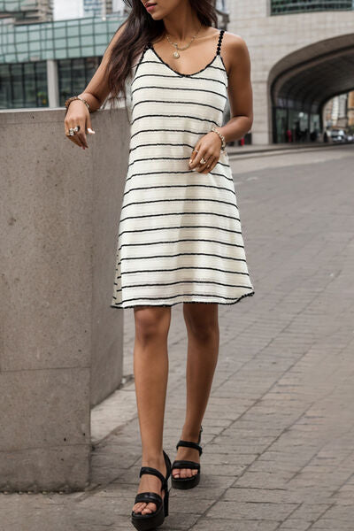 swvws Striped Scoop Neck Mini Dress