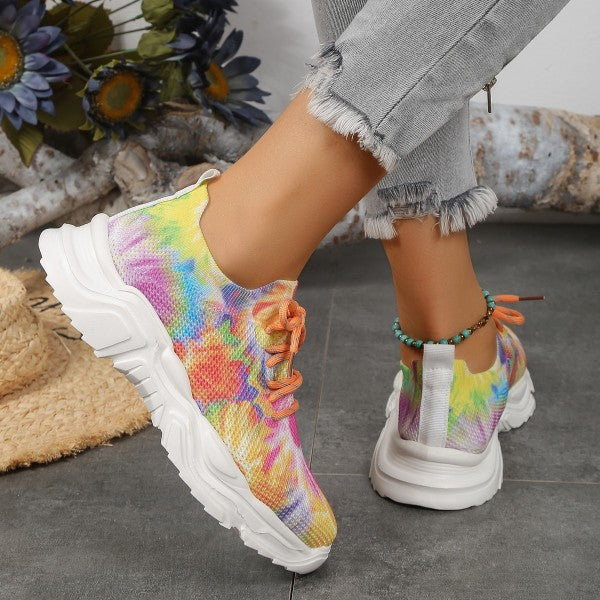 swvws - Orange Casual Sportswear Patchwork Tie-dye Round Comfortable Out Door Sport Shoes