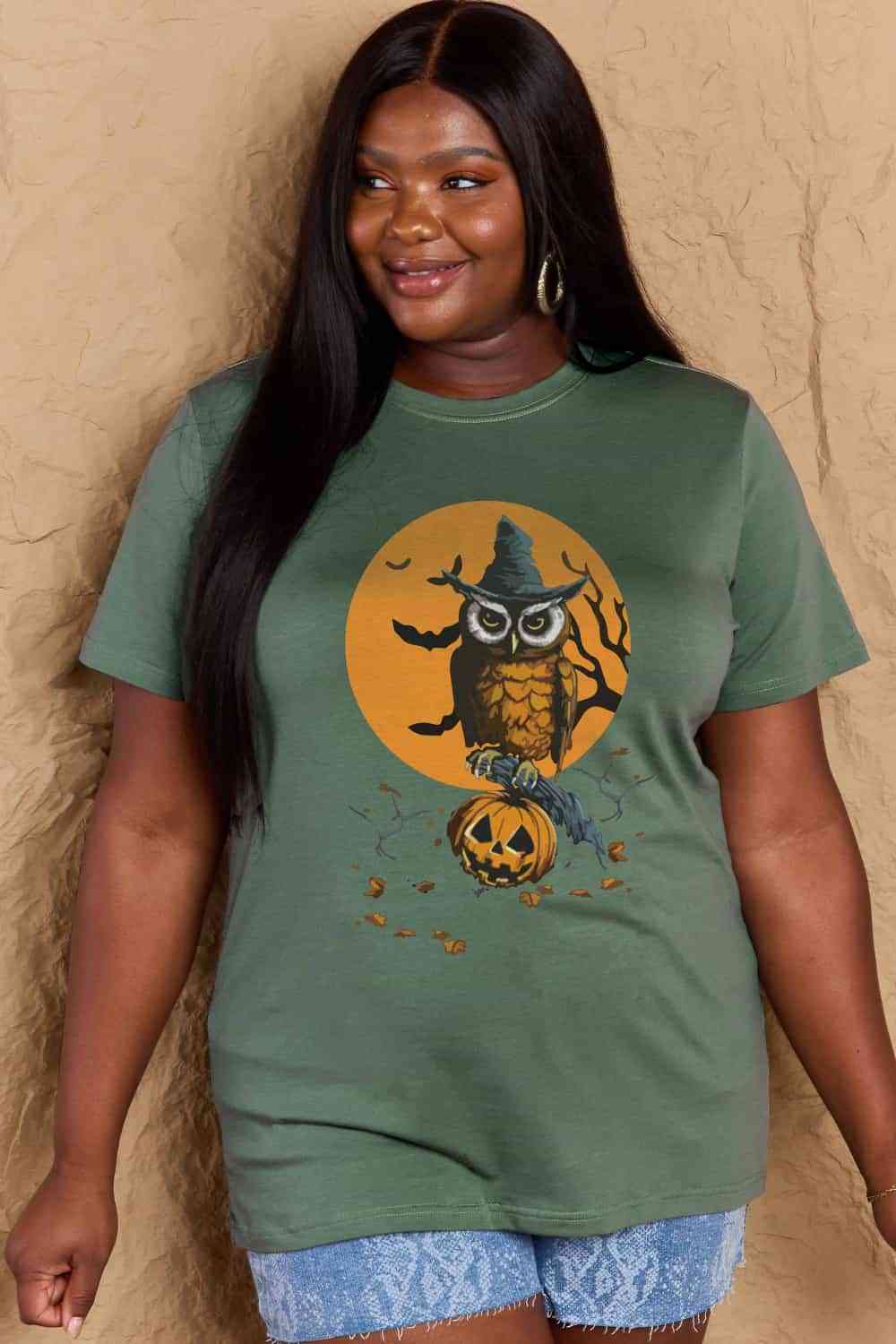 swvws Simply Love Full Size Holloween Theme Graphic Cotton T-Shirt