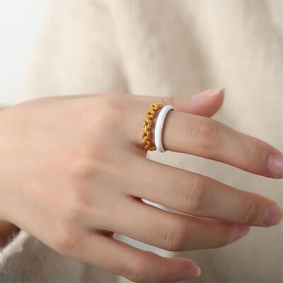 swvws Enamel 18K Gold-Plated Open Ring