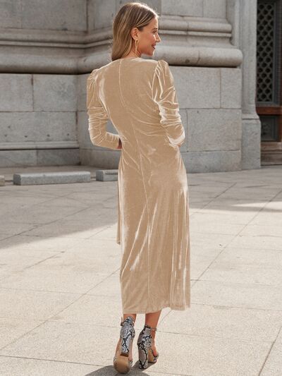 swvws Surplice Puff Sleeve Midi Dress