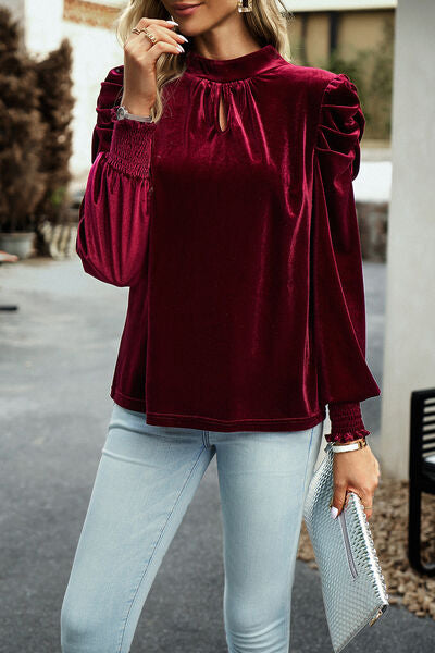 swvws Mock Neck Puff Sleeve Blouse