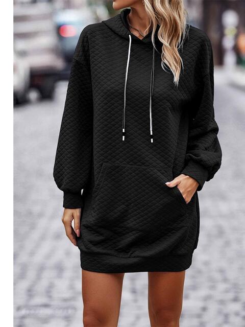 swvws Textured Drawstring Tunic Hoodie