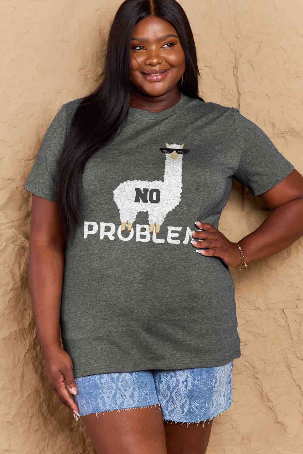 swvws Simply Love Full Size NO PROBLEM Graphic Cotton Tee