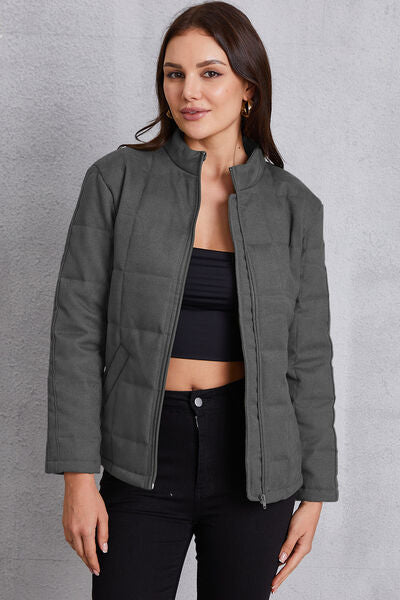 swvws Zip Up Mock Neck Pocketed Jacket